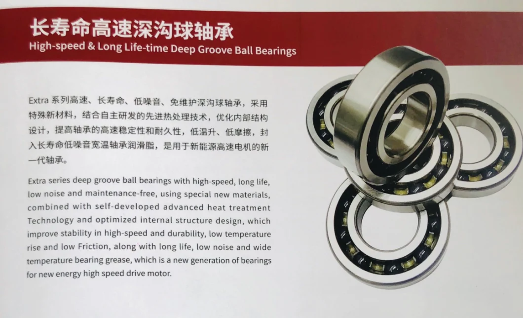 New Energy Electric Drive Bearing High-Speed & Long-Life-Time Deep Groove Ball Bearings 6005