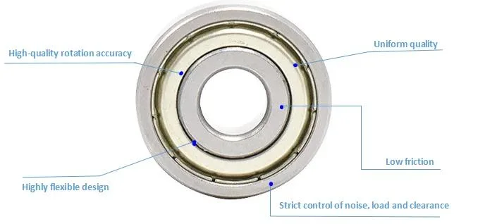 7*19*6 mm 607-2RS Rubber Sealed Miniature Chrome Steel Deep Groove Auto Motor Ball Bearing